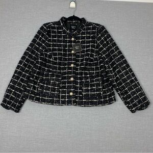 Autres Filles Blazer Jacket NEW Womens Sz 1X Black and White Windowpane Check